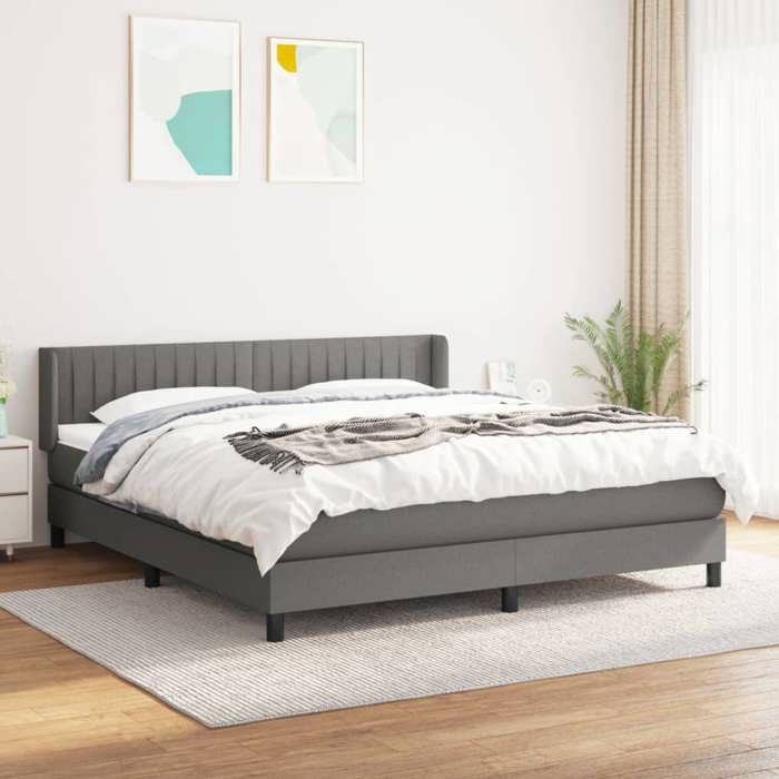 Maison Exclusive - Sommier à lattes de lit avec matelas Gris foncé 180x200cm Tissu