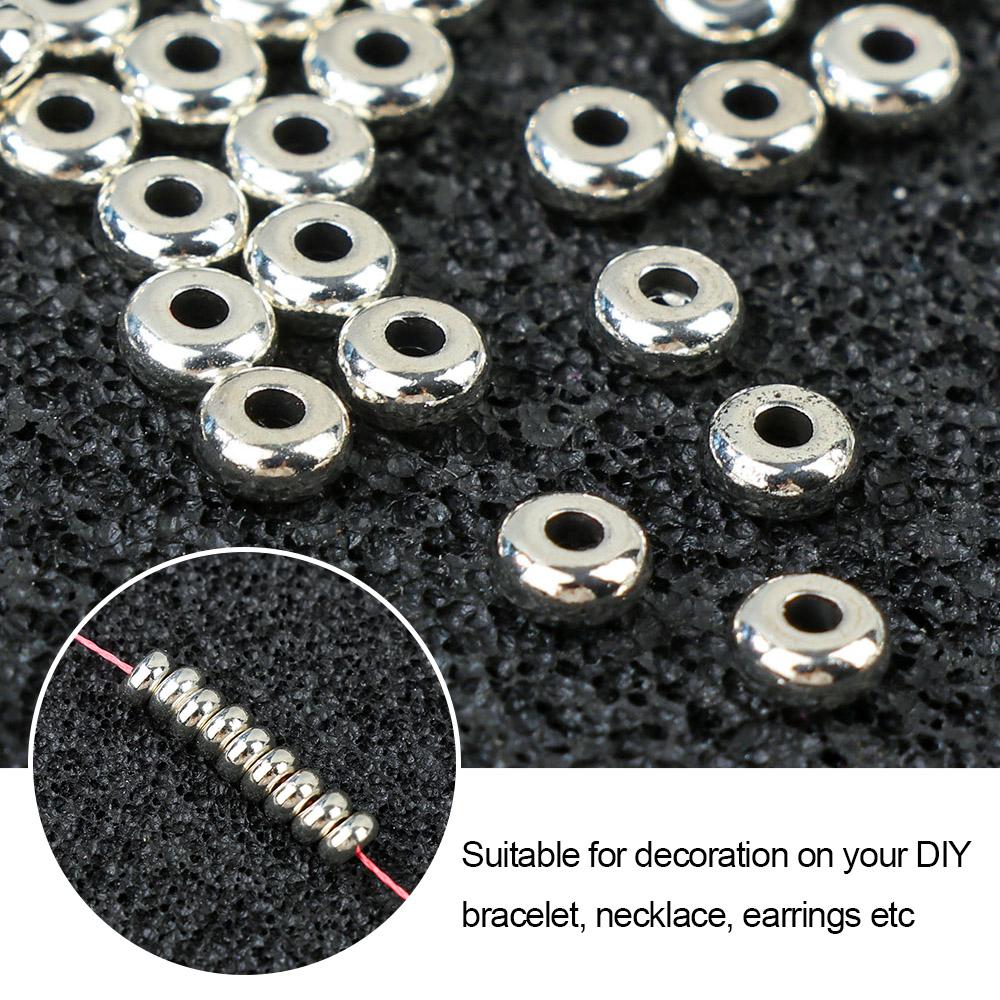 100pcs/set Round Silver Stainless Steel Bracelet Components Spacer Beads Jewelry Making DIY Tool