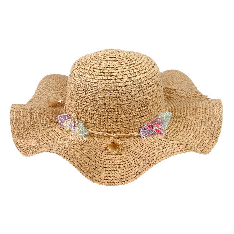 Hot Sale Lace Leaf Flower Sun Hat Lotus Wave Edge Straw Hat Beach Hat Travel Sun Protection Hat