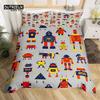 Комплект постельного белья с изображением робота, мультяшный космический робот, комплект постельного белья в стиле пэчворк, футуристическая машина, одеяло, чехол для близнеца, полный комплект для мальчика