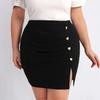 Women's High Waist Fashion Short Skirt Pleated Love Buttons All Large Size Skirt