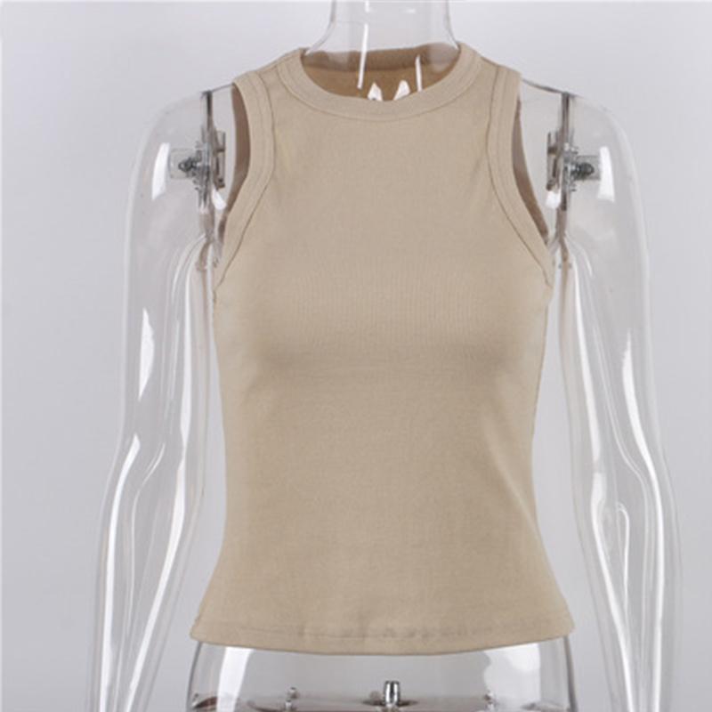 Ribbed Knitted Tops Neck Summer Basic Shirts White Black Casual Sport Vest Off Shoulder Green Women's Tank Top