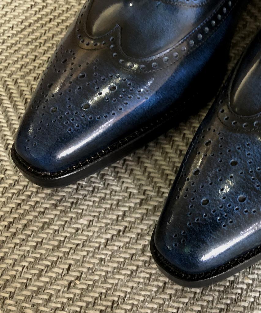Joenshoe Heritage Wingtip Broguing Oxford Blue
