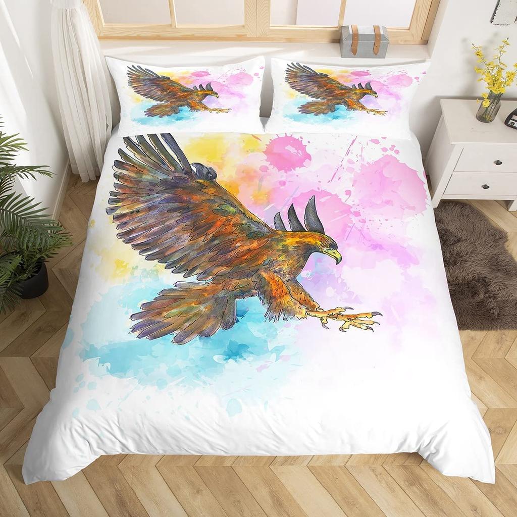 Eagle Duvet Cover Set Wild Animal Pattern Polyester Comforter Cover King Queen Full Twin Size For Kids Teens Adults Bedding Set