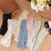 Женские носки Harajuku Ladies Breathable Transparent Floral Ladies Flower Ladies Sweet Mesh Fishnet Socks Soft Funny Socks Hosiery