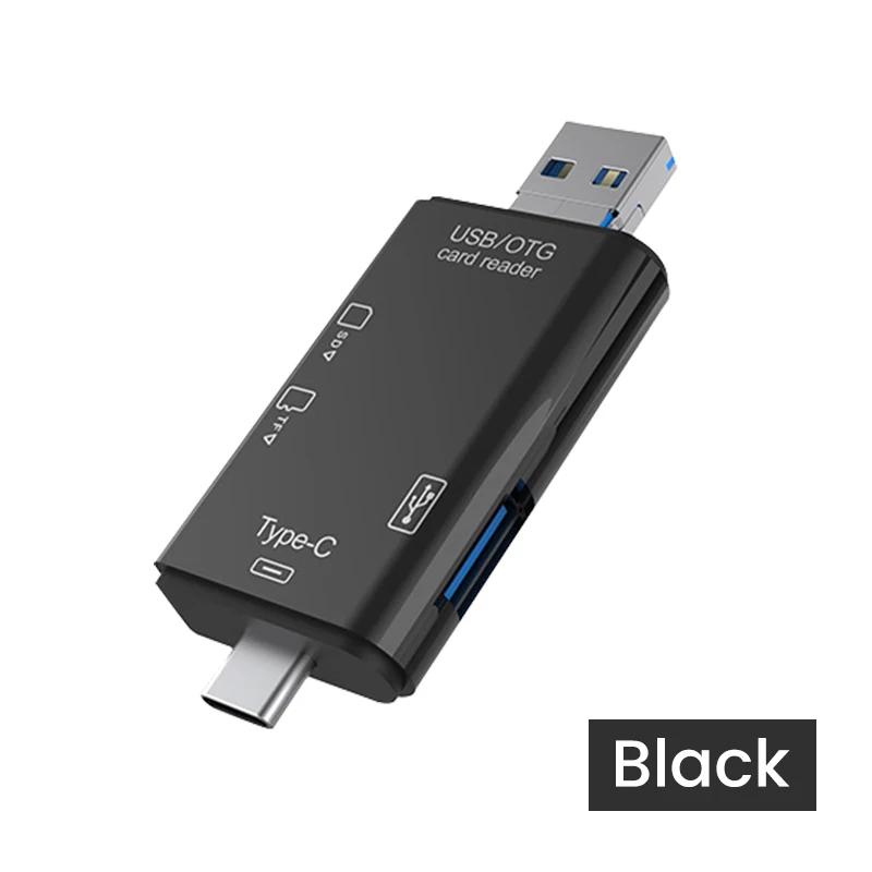 Многофункциональный картридер 6 в 1 OTG для SD-карт USB2.0 Type-C/TF/SD для карт памяти, считыватель смарт-карт для ноутбука, адаптер для аксессуаров