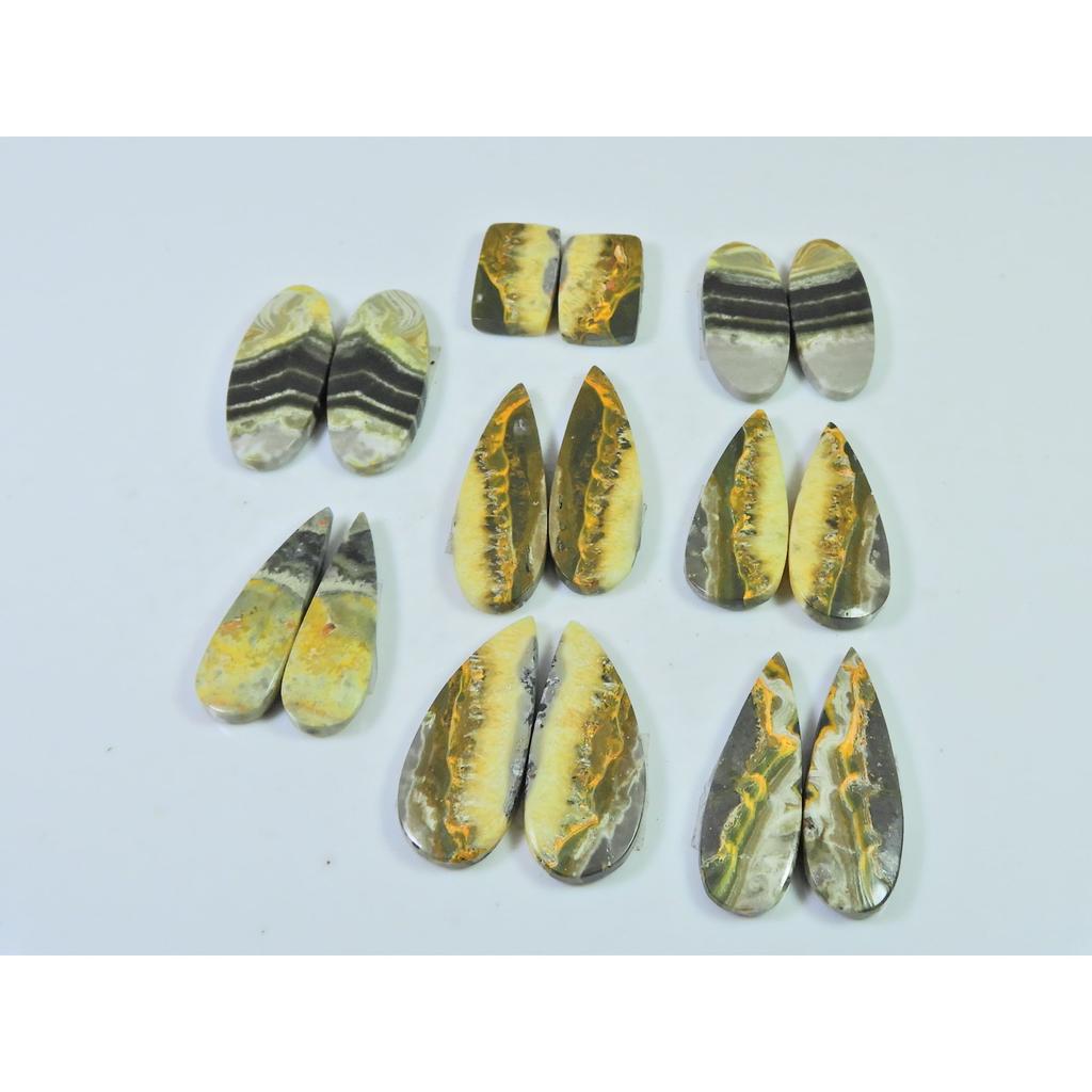 16-30 MM Natural Bumble Bee Jasper Pair Mix Cabochon Gemstone 8 Pair Lot C-743