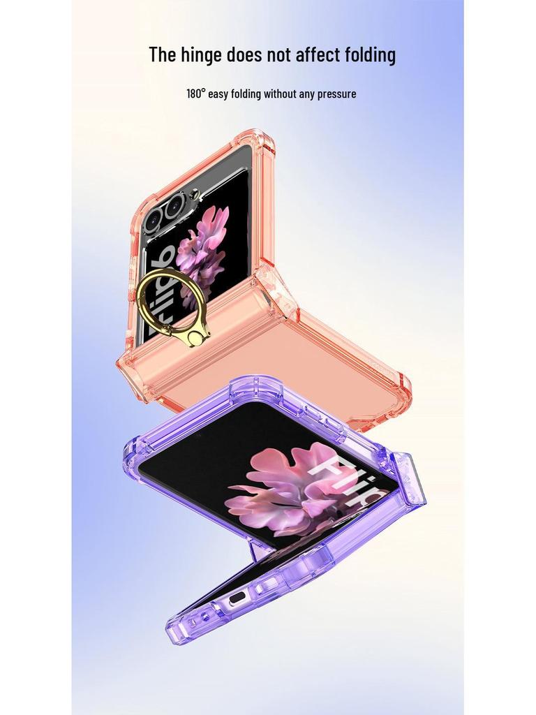 Защитный чехол Samsung Z Flip6 с кольцом-держателем на шарнире, Полное покрытие, Защита от падений. Подходит для мужчин и женщин.