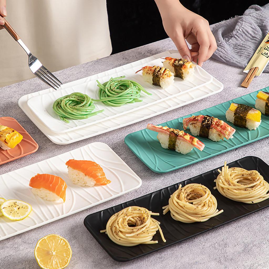 1/2 Белые прямоугольные тарелки с узором дерева из полипропилена, для суши, десертов, закусок, фруктов, послеобеденного чая и западных блюд, для дома, кафе, ресторана