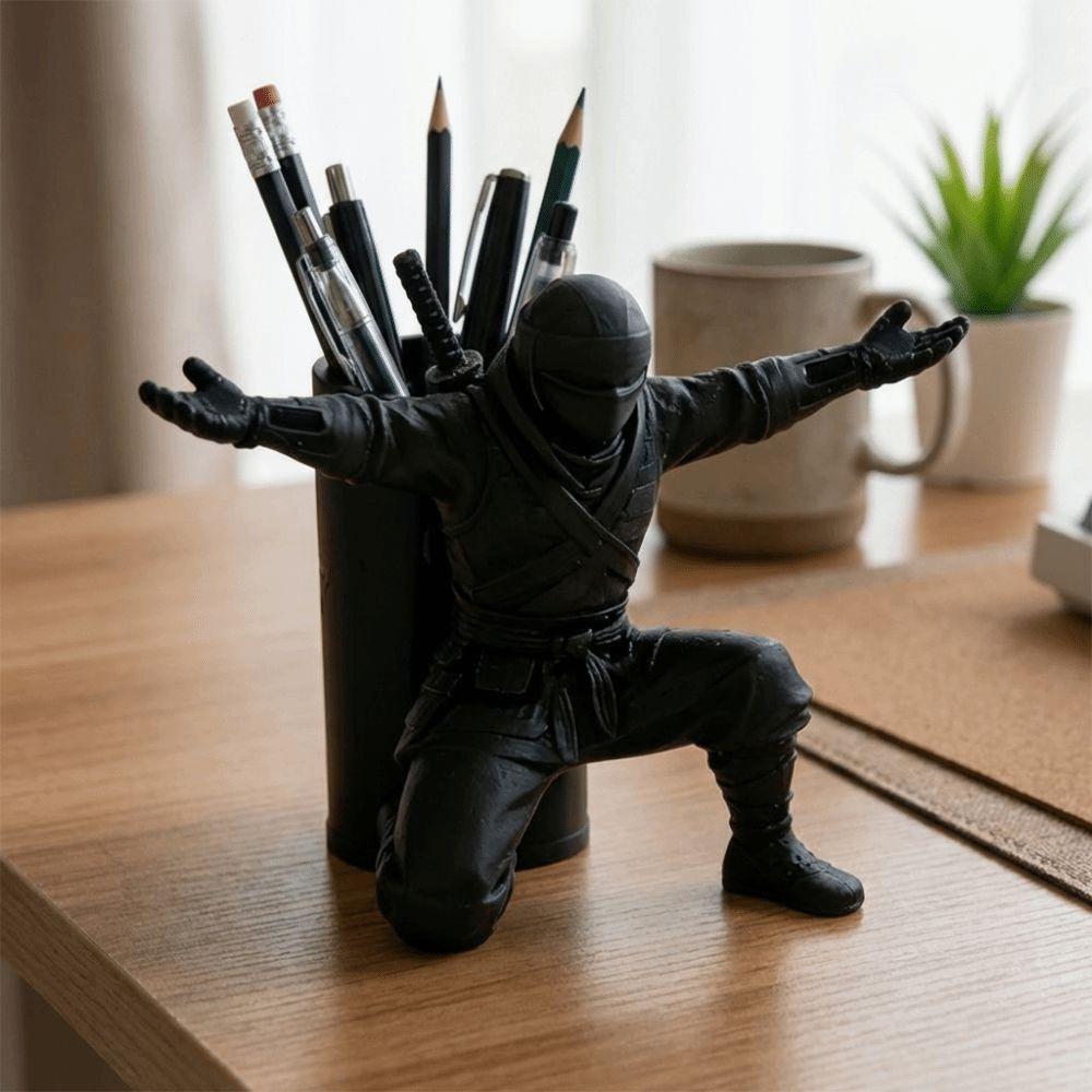 Plastic Ninja Warrior Pen Holder Stable Desktop Organizer Simulation Character Model  Gift Idea