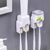 Automatic Toothpaste Dispenser Set Wall-Mounted Extruder Plastic No-Punch Lazy Man Toothbrush Holder Bathroom Accessories Gadget