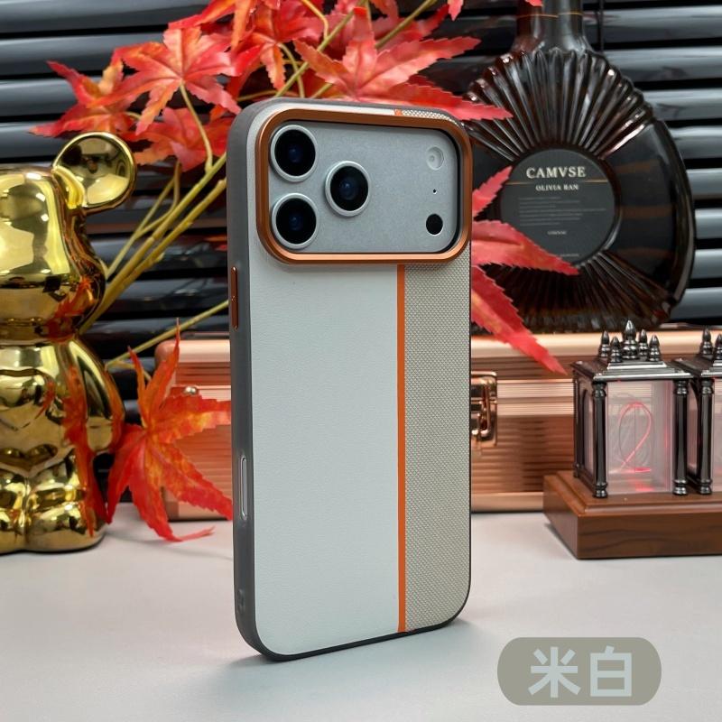 Splicing Contrasting Magnetic Suction Leather Case for iPhone 17 Pro Max Air 16 Pro 15 14 13 Metal Lens Anti-fingerprint Cover