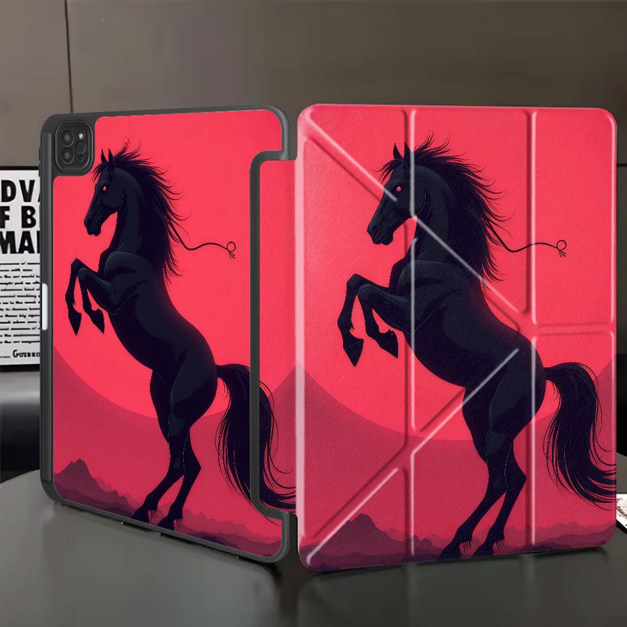 Чехол-подставка Чехол для планшета Для iPad Pro 2025 Air 4 5 M3 M2 1 2 M4 11 дюймов Pro 11-го 10-го 9-го 8-го 7-го 12,9 дюйма Mini 6 7 Черная Лошадь