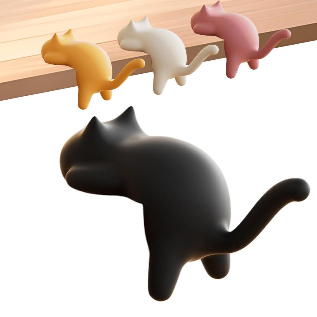 4 PCS Cat Shape Table Hook,Portable Purse and Key Hook for Desk,Suitable for Entrance Hall, Kitchen, Bedroom, Classroom, Office