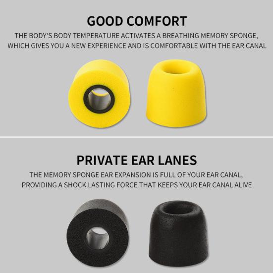 QKZ T400 2Pcs Replacement Sponge Universal Eartips for In-Ear Earphone Earbud