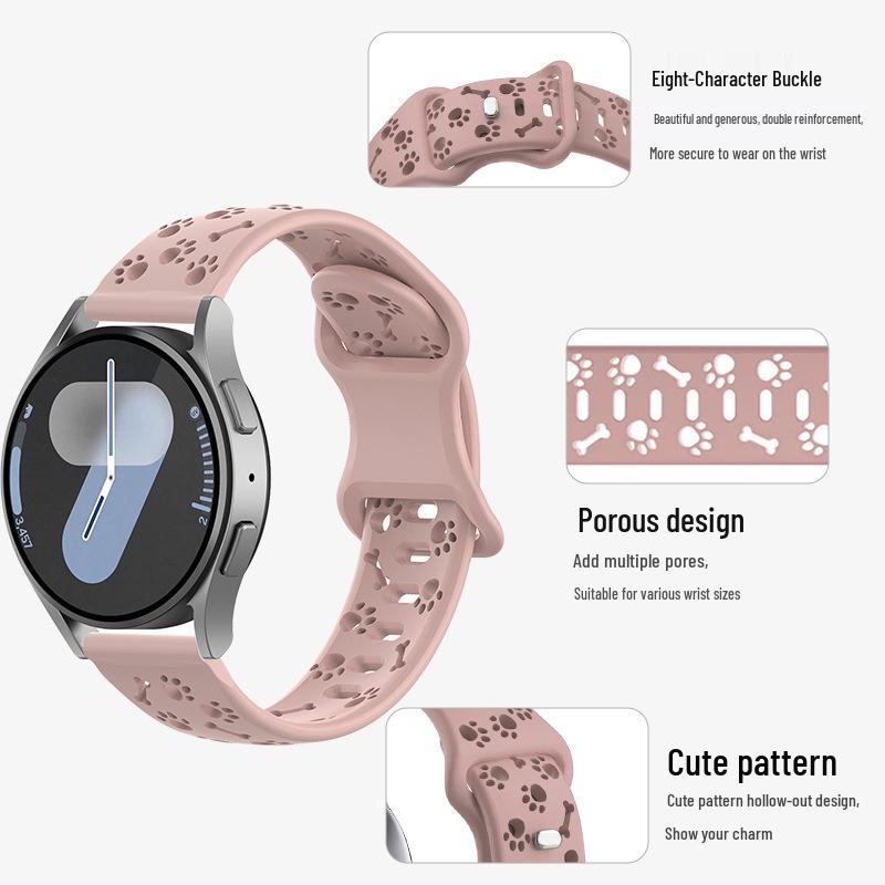 Силиконовый ремешок для Samsung Galaxy Watch 7/6/5/4 Classic, дизайн с вырезом в виде лапы медведя