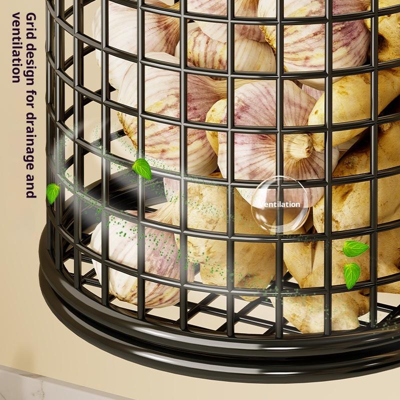 1/2/3 Сетчатый настенный кухонный органайзер Металлическая полка Кладовое хранение Чеснок Имбирь Подвесная проволочная корзина-держатель