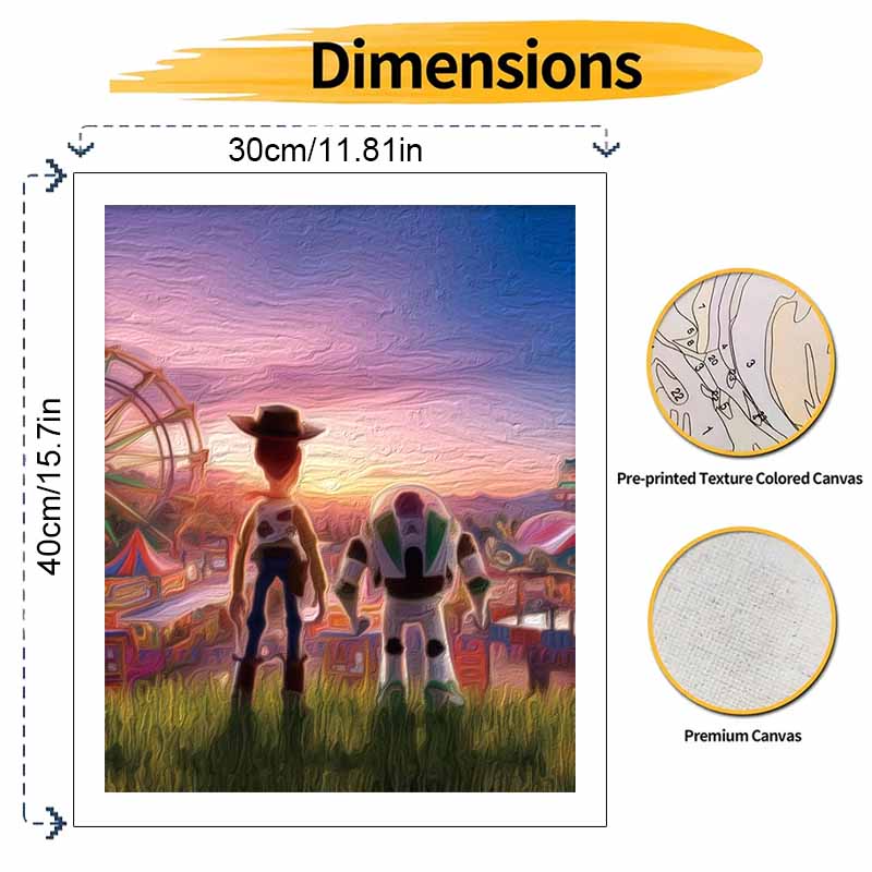 Disney oil painting Toy Story sunset landscape art handmade diy painting home decoration gift