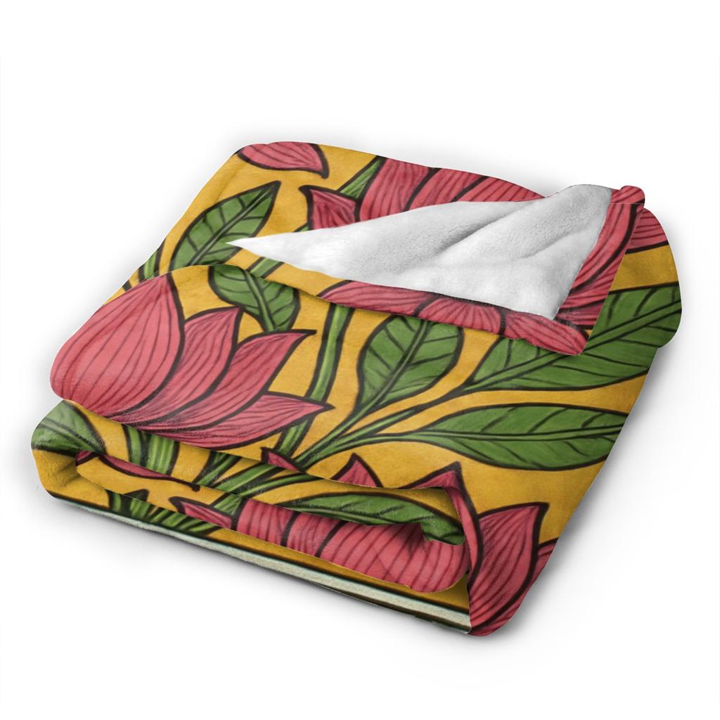 Warm Soft Blanket Kids Border Painting Art Flower Throw Blanket Flannel Bedspread For Couch Chair Graphic Sofa Bed Cover