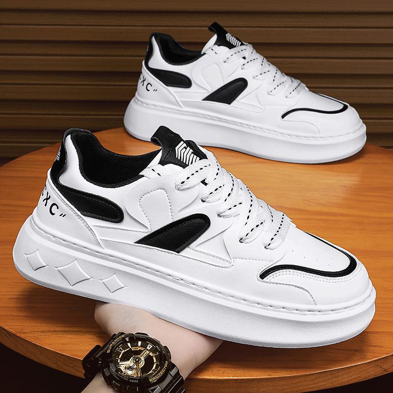 White Shoes Men's Spring Trend Versatile Student White Shoes High-end White Shoes Height-enhancing Sports and Casual Men's Shoes