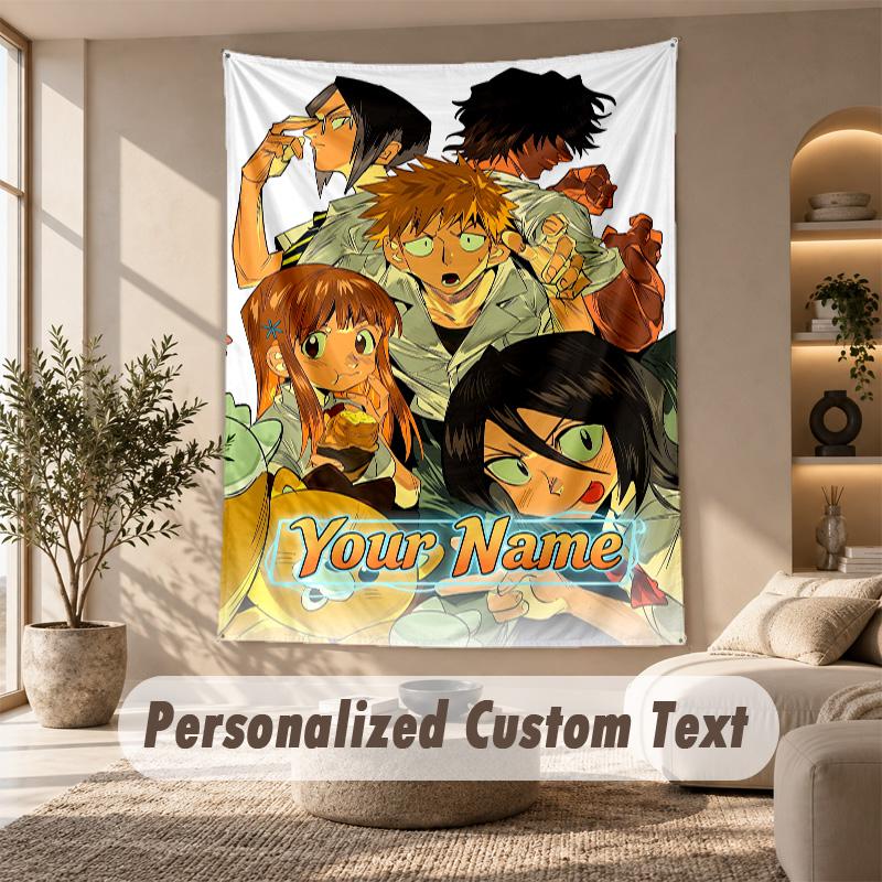 Tapestry Custom Name Text, Wall Hanging Tapestry Home Room DecorBleach anime