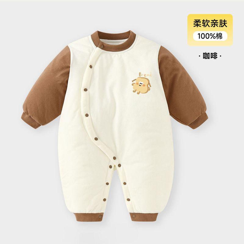 Детский ромпер с хлопковой подкладкой для осени и зимы, хлопковая одежда для новорожденного мальчика, утолщенный комбинезон из чистого хлопка
