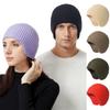 Thick Knitted Earmuff Hat Solid Color Warm Beanie Hat Fashion Winter Earmuff Cap  Men Women