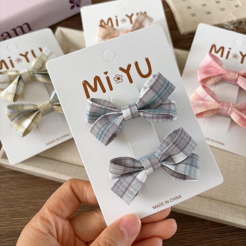 2 шт./компл. Милая клетчатая детская заколка для волос для девочки, корейская мода, ретро, милый бант, детская заколка для волос, кавайные аксессуары для волос, головной убор