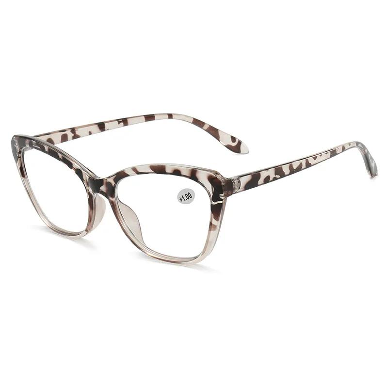 Элегантные очки для чтения «кошачий глаз» для женщин, шикарная оправа в стиле колор-блок, прозрачные линзы, модные для работы за компьютером, пресбиопия от 0 до 4.0