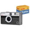Kodak EKTAR H35N Half-Frame Film Camera Bundle with Kodak Ultramax 24EXP Roll Film (Stripe Black)