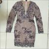 Women's Sexy Deep V Sequins Long Sleeve Dresses