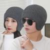 Thick Knitted Earmuff Hat Solid Color Warm Beanie Hat Fashion Winter Earmuff Cap  Men Women