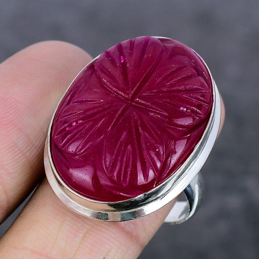 Кашмирский рубин натуральный драгоценный камень 925 стерлингового серебра ювелирное кольцо размер 10 g7z91