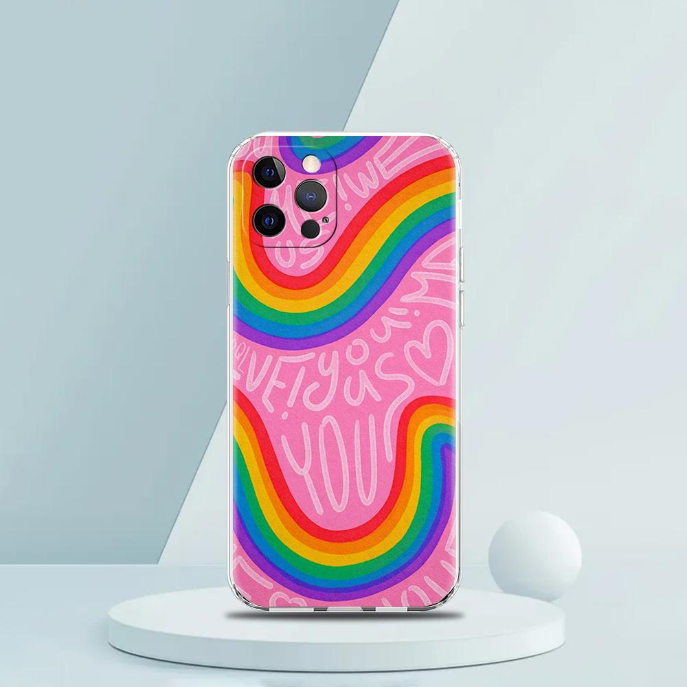 Gay Lesbian LGBT Rainbow Pride ART Phone Case for iPhone 16 15 14 13 12 Pro Max Transparent Soft for iPhone 11 Pro Max 7 8 Plus