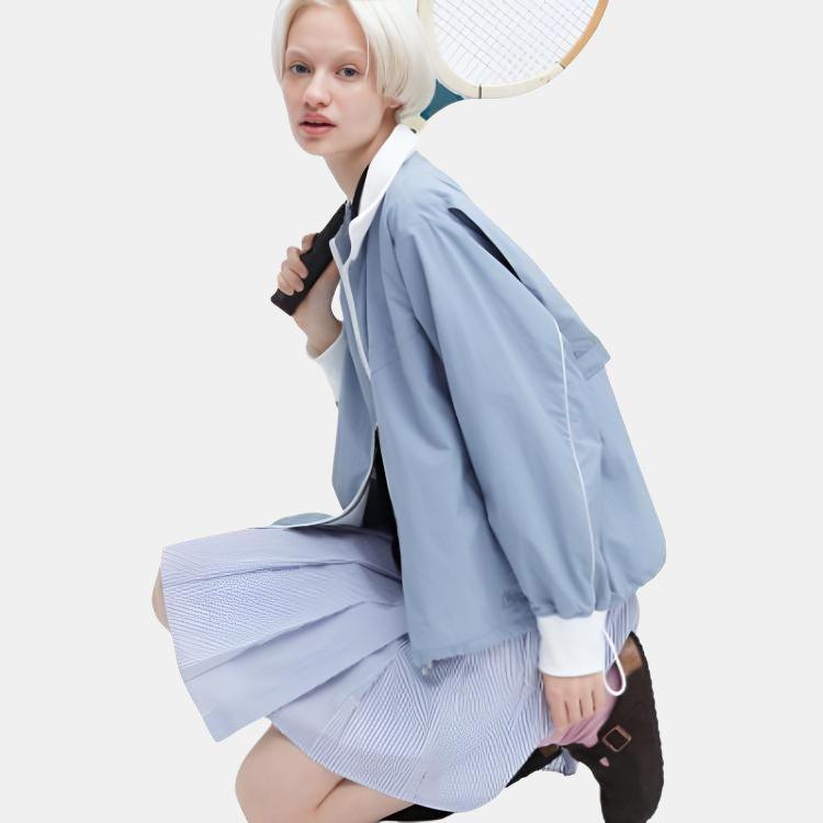 Uniqlo X JW Anderson Коллаборация Весна-Лето 2023 Серия Весна-Лето Повседневная Свободная Дизайн Цветовые Блоки Спортивная Ребристая Куртка с Длинным Рукавом Женские куртки 458639-61