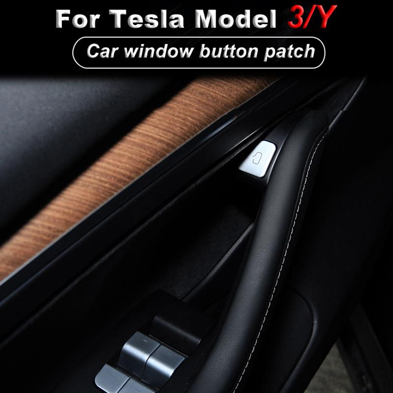 Кнопка переключателя стеклоподъемника автомобиля, наклейка для открытия двери, отделка для Tesla Model 3 2017-2024, аксессуары для украшения интерьера