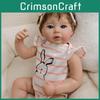 19inch Silicone Reborn Baby Doll With Striped Headband And Rabbit Print Clothing Decorationfor Collectors And Gift Givers