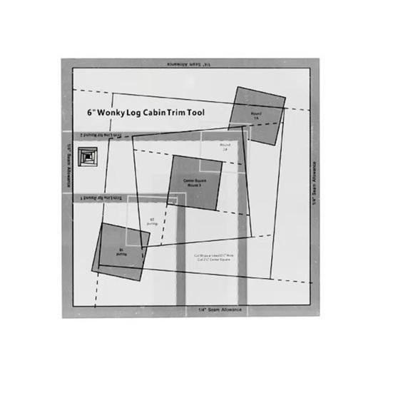 Log Cabin Trim Tool Transparent Acrylic Quilting Ruler with Grids Non Slip Sewing Ruler Patchwork Template for Quilting Sewing DIY Crafts