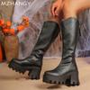 High Heels Women Leather High Boots Designer Fashion Warm Casual Walking Shoes Women 2024 Trend New Winter Snow Cozy Botas Mujer