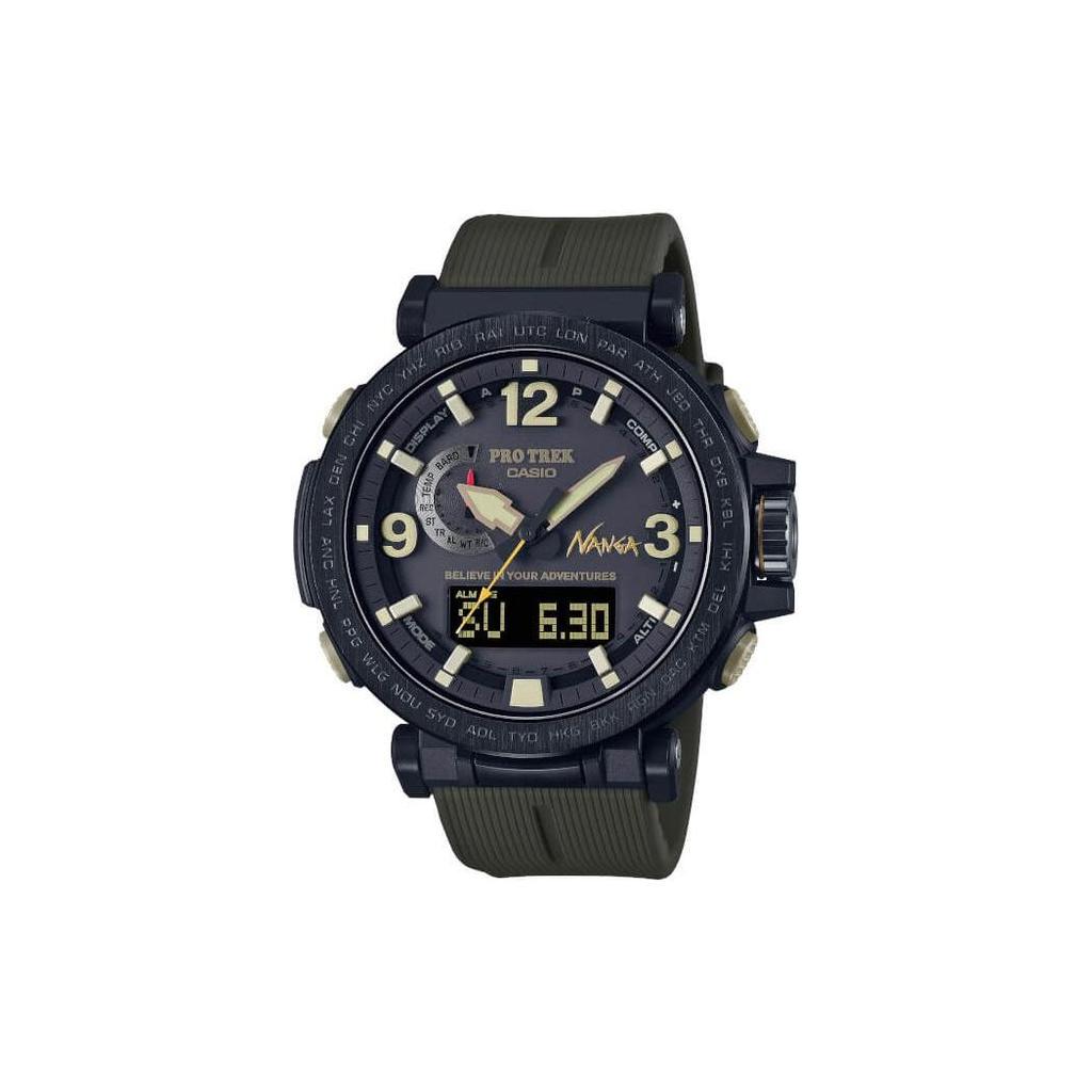 Casio Pro Trek Series Nanga Collaboration 1000m Waterproof Solar Quartz Movement Resin Strap Men watches Black PRW-6630NA-1A3JR