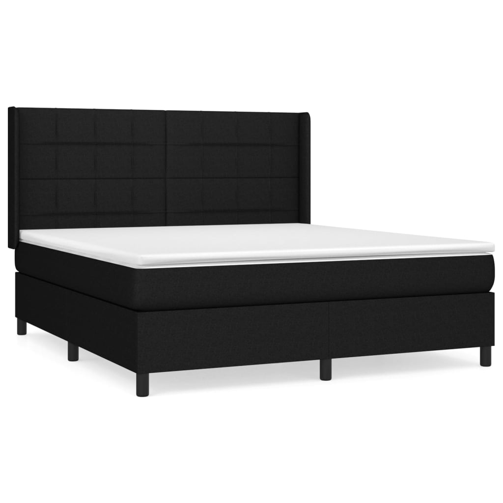 Box Spring Bed with Mattress Black 160 x 200 cm Fabric