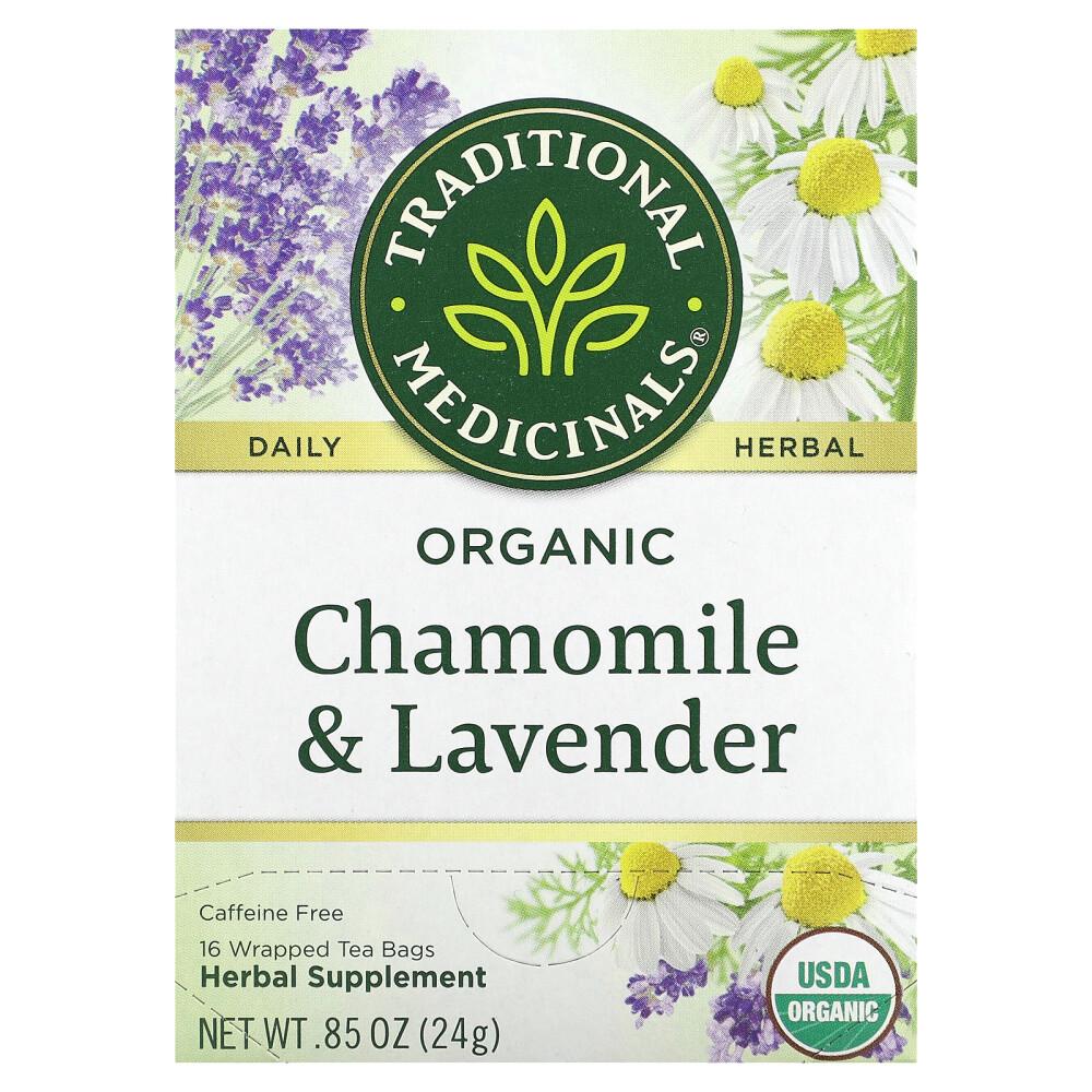 IHerb Traditional Medicinals Чай с ромашкой и лавандой без кофеина, 16 чайных пакетиков, 24 г (0,85 унции.)
