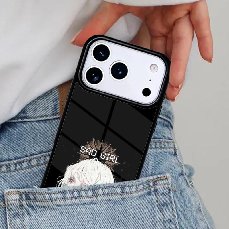 Эстетичный Грустный Японский Аниме Чехол для Телефона для iPhone 16e 15 14 13 12 17 Pro Max Plus Air 17pro Чехол Coque