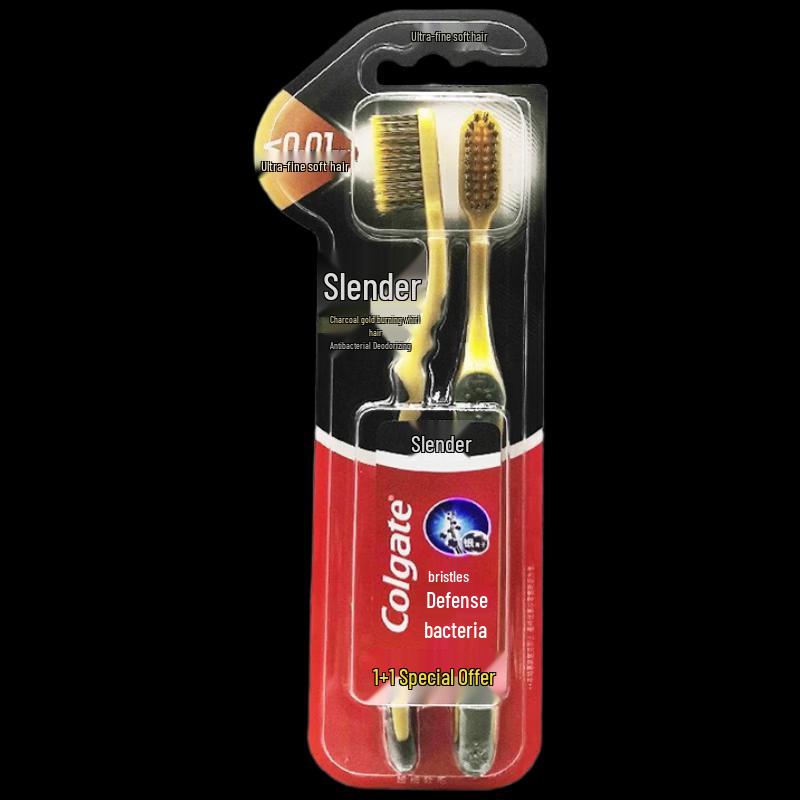 Colgate Тонкая мягкая угольная зубная щетка Семейная упаковка
