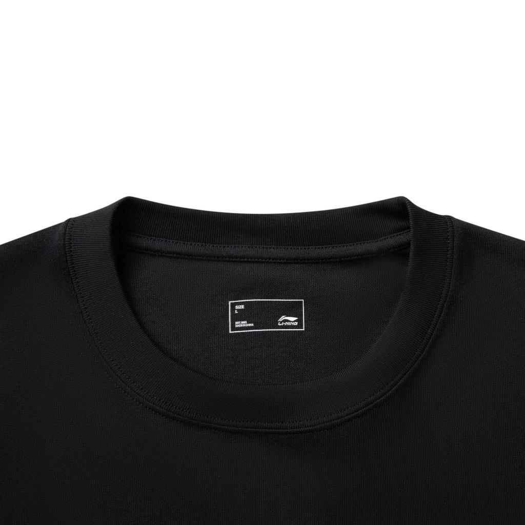 Li Ning Серия Спортивный Стиль Жизни Повседневный Простой Пуловер с Круглым Вырезом Буквенный Свободный Футболка с Коротким Рукавом Унисекс Футболка Черный AHSV741-3