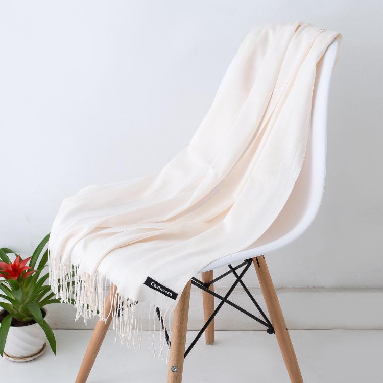 Solid Color Hijabs Cashmere Like Scarf Women Winter Warm Long Shawls And Wraps Hijab Scarves Pashmina Tassels Thin Headband