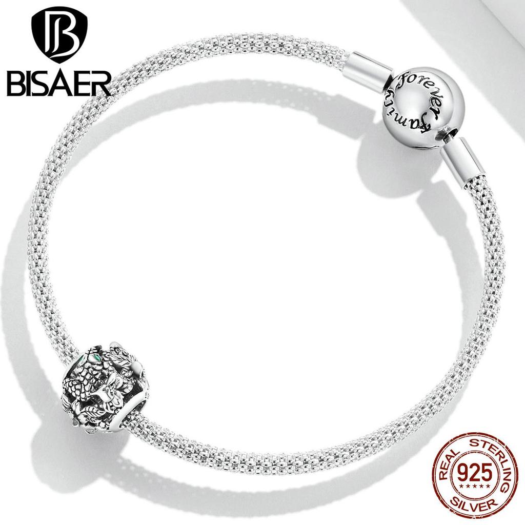Bisaer Винтажный шарм в виде змеи, подходящий для браслета или браслета из стерлингового серебра 925 пробы, серебряные круглые металлические бусины, ювелирные изделия, новый модный подарок