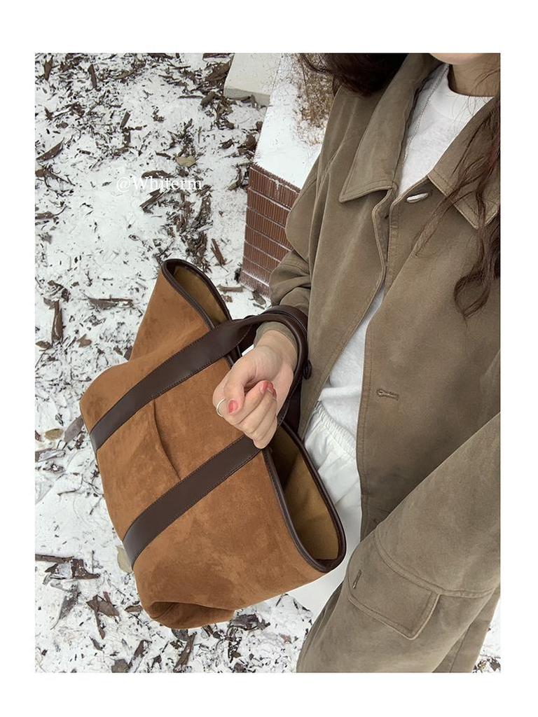 Женская сумка в корейском стиле, ретро из замши - Большая вместительная модная сумка-тоут (2024) от Rourouchen