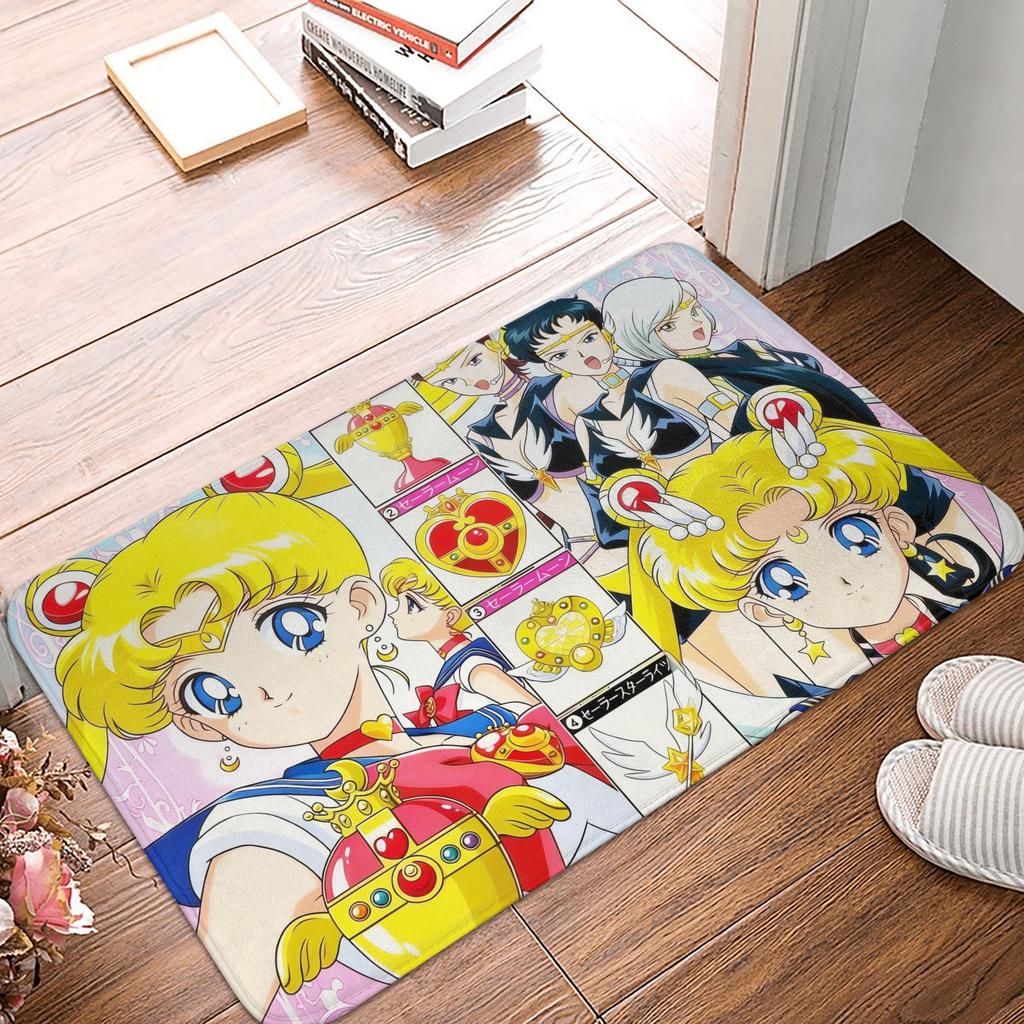 Anime Sailors Moons Luna Cat Doormat Non-Slip Entrance Bath Kitchen Floor Door Mat Bedroom Balcony Carpet Rug