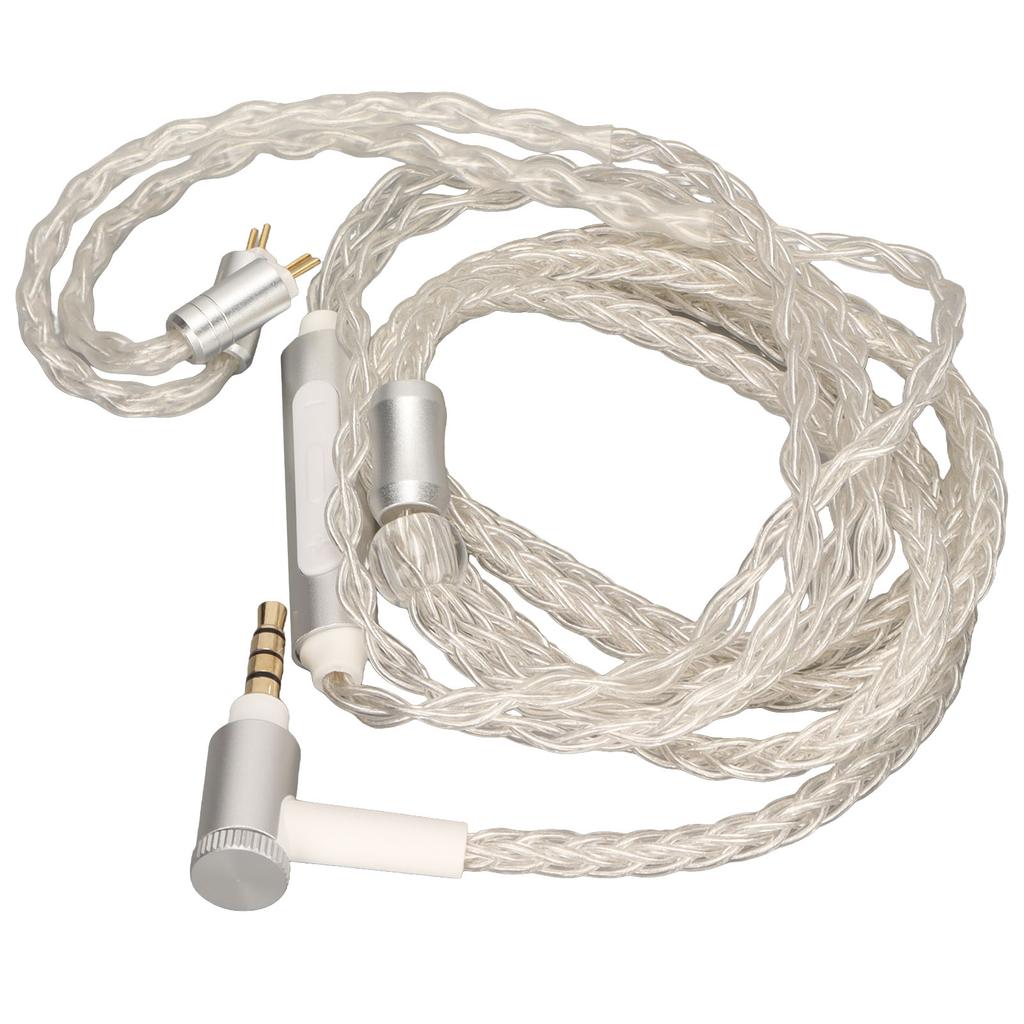 Earphone Upgrade Cable Replacement 8 Core Silver Plated 2 Pin Headphone Wire with Mic for KZ C10